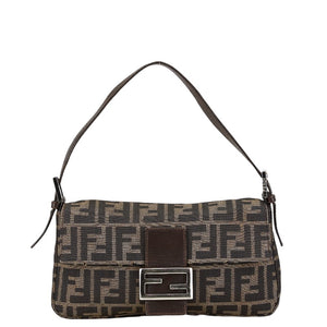 フェンディ ズッカ マンマバケット ハンドバッグ ワンショルダーバッグ 26424 ブラウン キャンバス レザー レディース FENDI 【中古】