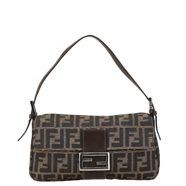 フェンディ ズッカ マンマバケット ハンドバッグ ワンショルダーバッグ 26424 ブラウン キャンバス レザー レディース FENDI 【中古】