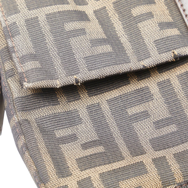 フェンディ ズッカ マンマバケット ハンドバッグ ワンショルダーバッグ 26424 ブラウン キャンバス レザー レディース FENDI 【中古】