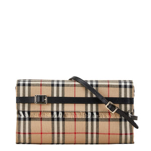 バーバリー ブルーレーベル ノバチェック 斜め掛け ショルダーバッグ  ベージュ キャンバス レザー レディース BURBERRY 【中古】