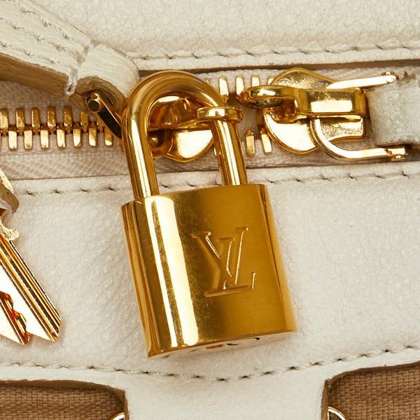 ルイ ヴィトン モノグラム サビア ブザスPM ショルダーバッグ M93499 ブロン ホワイト コットン レザー レディース LOUIS VUITTON 【中古】