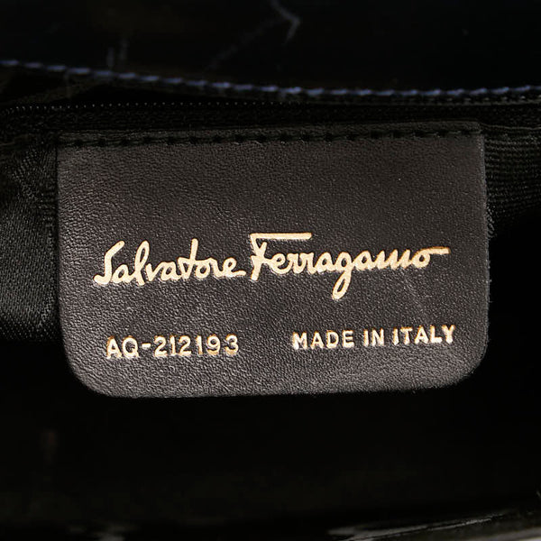 サルヴァトーレフェラガモ ガンチーニ ハンドバッグ ブラック レザー レディース Salvatore Ferragamo 【中古】