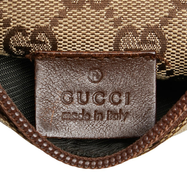 グッチ GGキャンバス ボディバッグ ウエストバッグ 28566 ベージュ ブラウン キャンバス レザー レディース GUCCI 【中古】