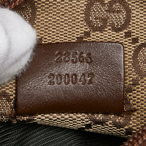 グッチ GGキャンバス ボディバッグ ウエストバッグ 28566 ベージュ ブラウン キャンバス レザー レディース GUCCI 【中古】