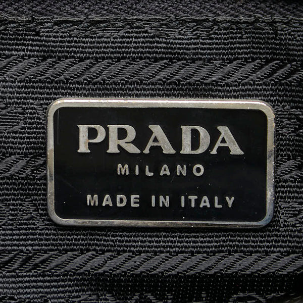 プラダ 三角ロゴプレート ハンドバッグ カーキ ナイロン レザー レディース PRADA 【中古】