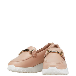 トッズ HAPPY MOMENTS ダブルT スニーカー ローファー サイズ：39 1/2 XXW80A0CI22GOC ピンク ホワイト レザー ラバー レディース TOD’S 【中古】