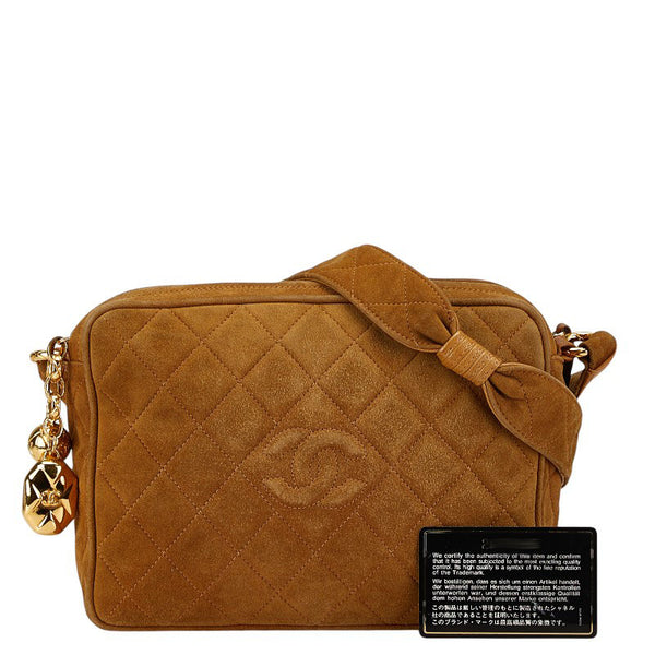 シャネル マトラッセ ココマーク 斜め掛け ショルダーバッグ ブラウン スウェード レディース CHANEL 【中古】