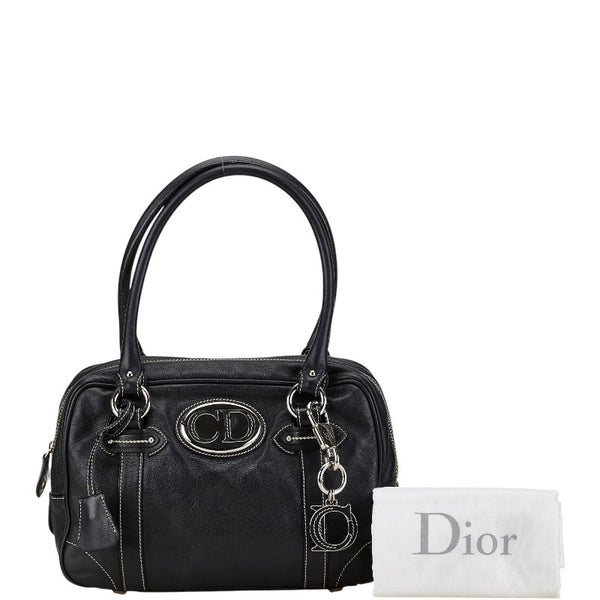 ディオール CDロゴ ミニボストンバッグ ハンドバッグ ブラック レザー レディース Dior 【中古】