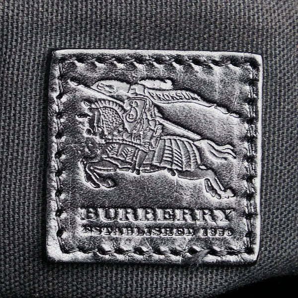 バーバリー チェック ワンショルダーバッグ トートバッグ ブラック グレー キャンバス レザー レディース BURBERRY 【中古】