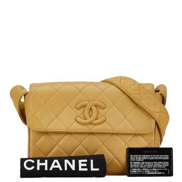 シャネル ココマーク マトラッセ 斜め掛け ショルダーバッグ イエロー レザー レディース CHANEL 【中古】