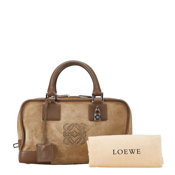 ロエベ アマソナ28 ハンドバッグ ベージュ スウェード レザー レディース LOEWE 【中古】