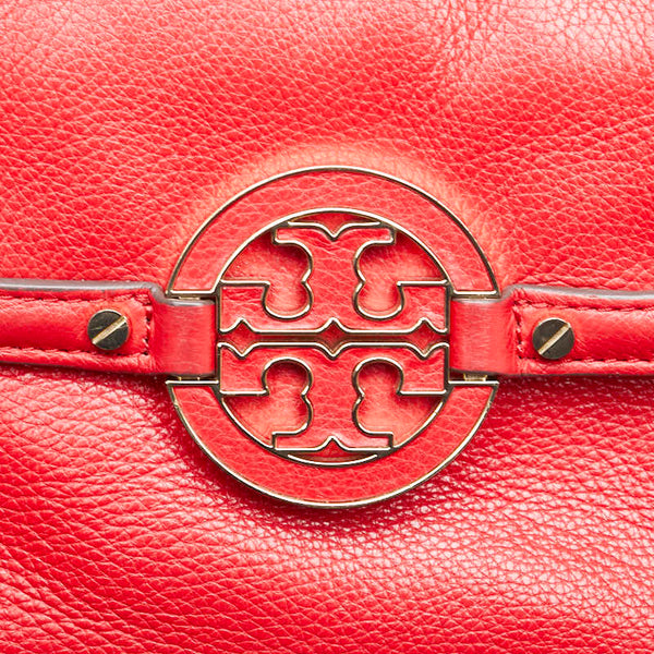 トリーバーチ ビッグロゴ ショルダーバッグ レッド レザー レディース Tory Burch 【中古】