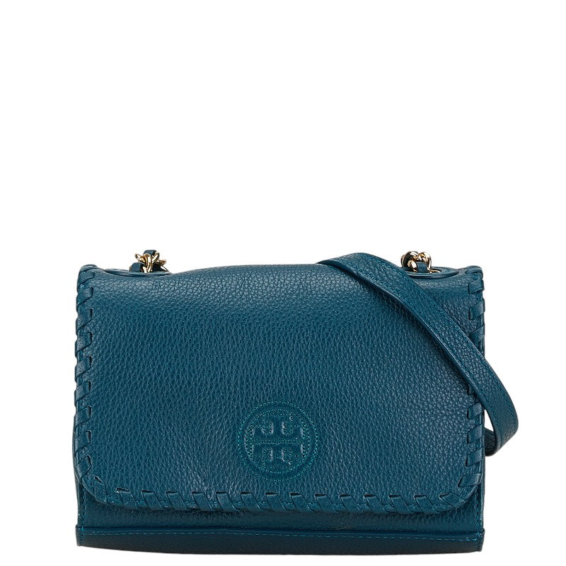 トリーバーチ マリオン チェーン ショルダーバッグ グリーン レザー レディース Tory Burch 【中古】