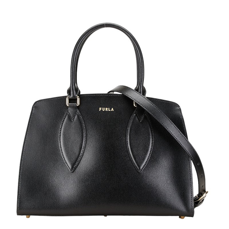 フルラ ドリス ネロ ハンドバッグ ショルダーバッグ 2WAY ブラック レザー レディース Furla 【中古】