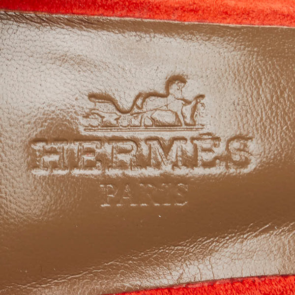 エルメス ヒール サンダル サイズ：36 オレンジ スウェード レディース HERMES 【中古】