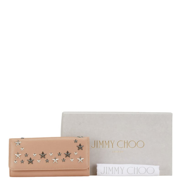 ジミーチュウ スター スタッズ 二つ折り財布 ベージュ レザー レディース JIMMY CHOO 【中古】