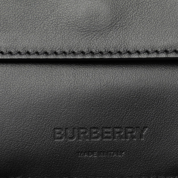 バーバリー TBモノグラム 二つ折り財布 ブラック カーフ レザー メンズ BURBERRY 【中古】