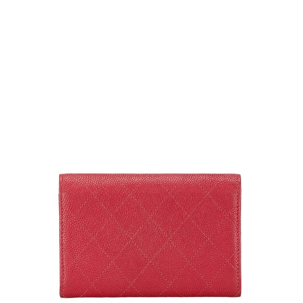 シャネル ココマーク フラップウォレット ピンク キャビアスキン レディース CHANEL 【中古】