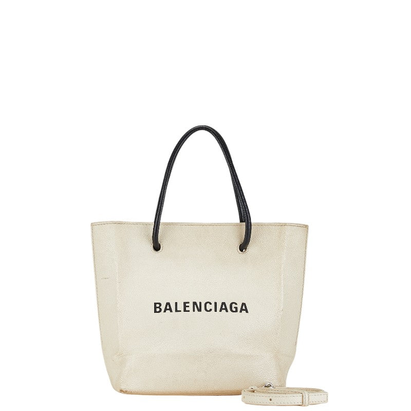 バレンシアガ ショッピングトート XXS ハンドバッグ ショルダーバッグ 2WAY 5553140 ホワイト レザー レディース BALENCIAGA 【中古】