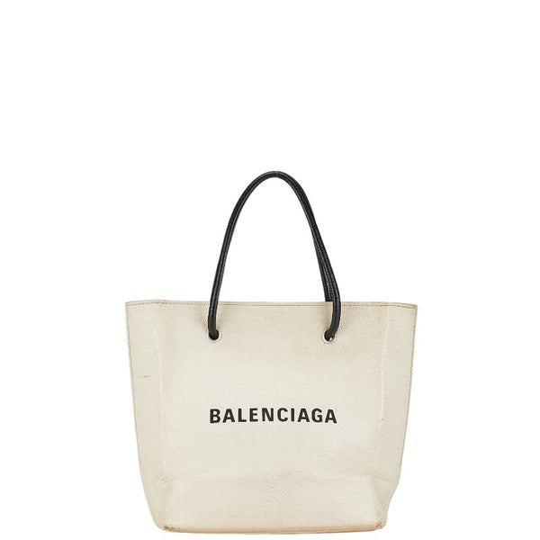 バレンシアガ ショッピングトート XXS ハンドバッグ ショルダーバッグ 2WAY 5553140 ホワイト レザー レディース BALENCIAGA 【中古】