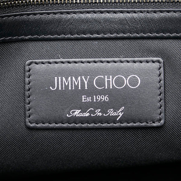 ジミーチュウ ロゴ トートバッグ ショルダーバッグ グレー ブラック ナイロン レザー レディース JIMMY CHOO 【中古】