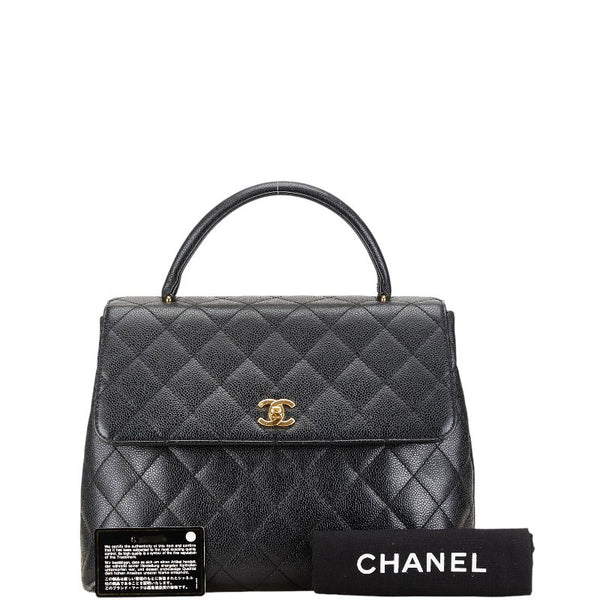 シャネル マトラッセ ココマーク ハンドバッグ ブラック キャビアスキン レディース CHANEL 【中古】