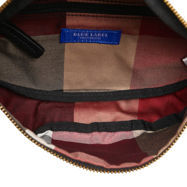 バーバリーブルーレーベル チェック ボディバッグ ウエストバッグ シルバー ナイロン レディース BURBERRY BLUE LABEL 【中古】