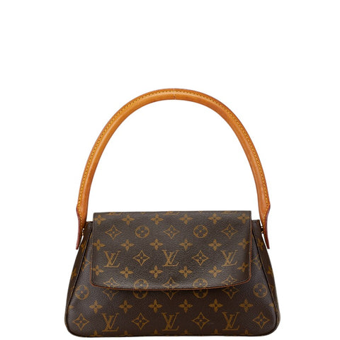 ルイ ヴィトン モノグラム ミニルーピング ショルダーバッグ ハンドバッグ M51147 ブラウン PVC レザー レディース LOUIS VUITTON 【中古】