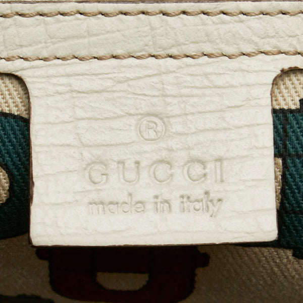 グッチ GGキャンバス シェリーライン トートバッグ 137396 ベージュ ホワイト キャンバス レザー レディース GUCCI 【中古】