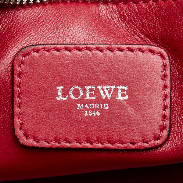 ロエベ アナグラムロゴ アマソナ28 ハンドバッグ レッド レザー レディース LOEWE 【中古】