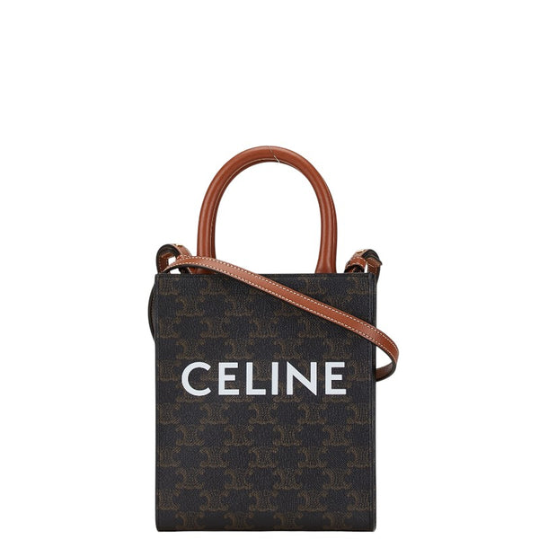 セリーヌ トリオンフ ミニ バーティカル ハンドバッグ ショルダーバッグ 2WAY ブラウン PVC レザー レディース CELINE 【中古】