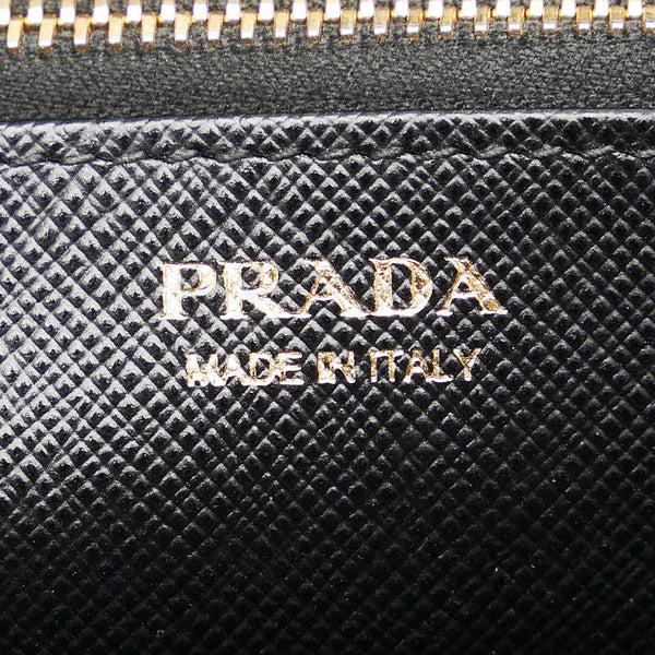 プラダ ラウンドファスナー 長財布 1ML506 ブラック レザー レディース PRADA 【中古】