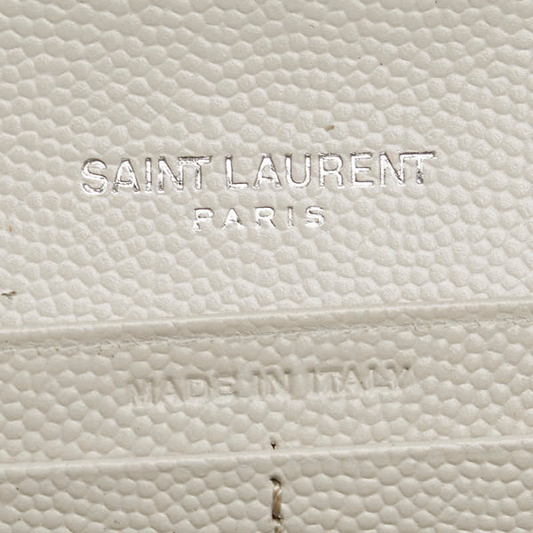 サンローラン カサンドラ Vステッチ 長財布 372264 ホワイト レザー レディース SAINT LAURENT 【中古】