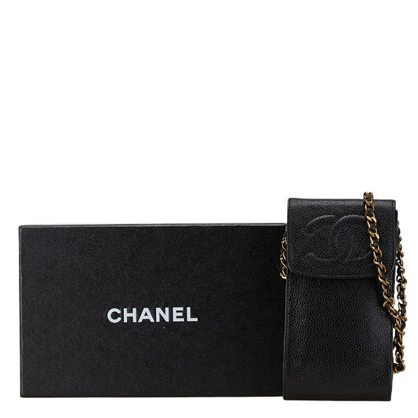 シャネル ココマーク シガレットケース タバコケース ポーチ iQOSケース ブラック キャビアスキン レディース CHANEL 【中古】