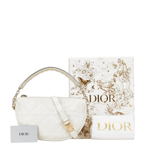 ディオール ヴァイブ ホーボー スモール ショルダーバッグ ホワイト ラムスキン レディース Dior 【中古】