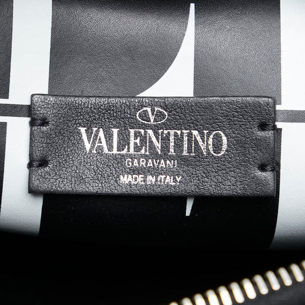 ヴァレンチノ ロゴ ボディバッグ ウエストバッグ ショルダーバッグ ブラック レザー レディース Valentino 【中古】