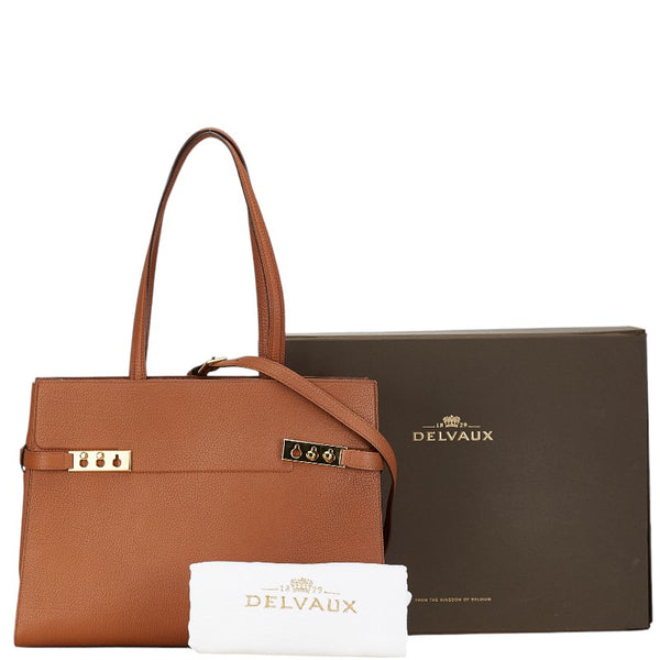 DELVAUX タンペートGM ハンドバッグ ショルダーバッグ 2WAY タン ブラウン レザー レディース 【中古】