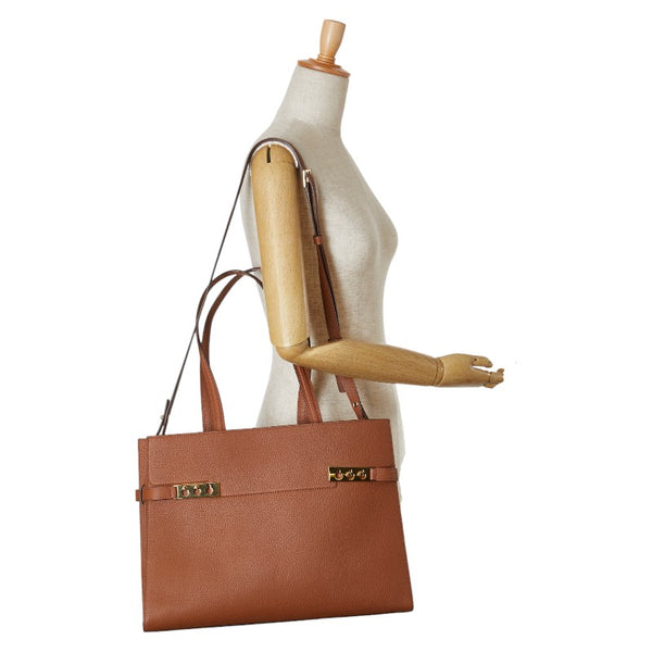 DELVAUX タンペートGM ハンドバッグ ショルダーバッグ 2WAY タン ブラウン レザー レディース 【中古】