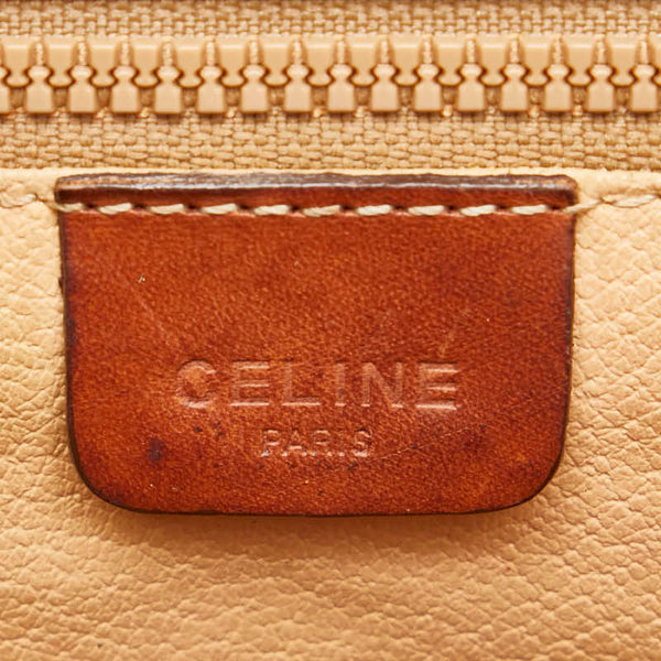 セリーヌ マカダム 斜め掛け ショルダーバッグ ベージュ ブラウン PVC レザー レディース CELINE 【中古】