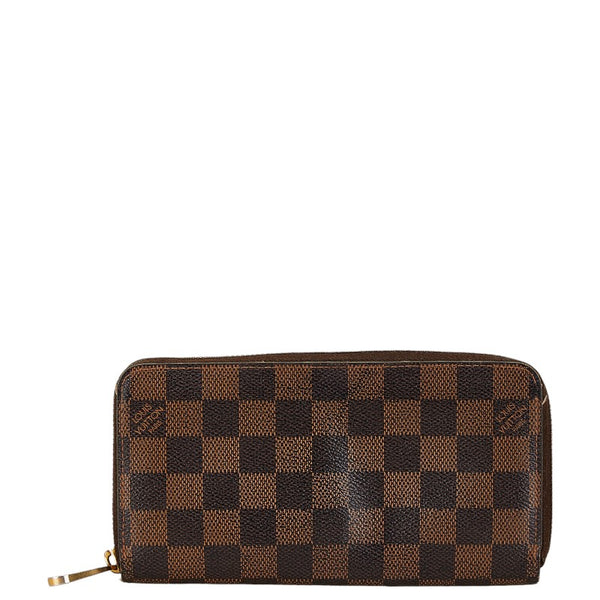 ルイ ヴィトン ダミエ ジッピー ウォレット ラウンドファスナー 長財布 N41661 ブラウン PVC レザー レディース LOUIS VUITTON 【中古】