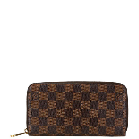 ルイ ヴィトン ダミエ ジッピー ウォレット ラウンドファスナー 長財布 N41661 ブラウン PVC レザー レディース LOUIS VUITTON 【中古】