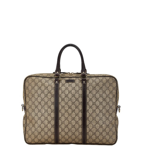 グッチ GGスプリーム ビジネスバッグ ブリーフケース 書類カバン 201480 ベージュ ブラウン レザー メンズ GUCCI 【中古】