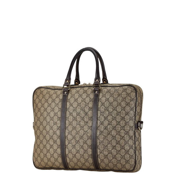 グッチ GGスプリーム ビジネスバッグ ブリーフケース 書類カバン 201480 ベージュ ブラウン レザー メンズ GUCCI 【中古】