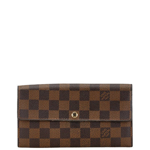 ルイ ヴィトン ダミエ ポルトフォイユ サラ 長財布 N61734 ブラウン PVC レザー レディース LOUIS VUITTON 【中古】