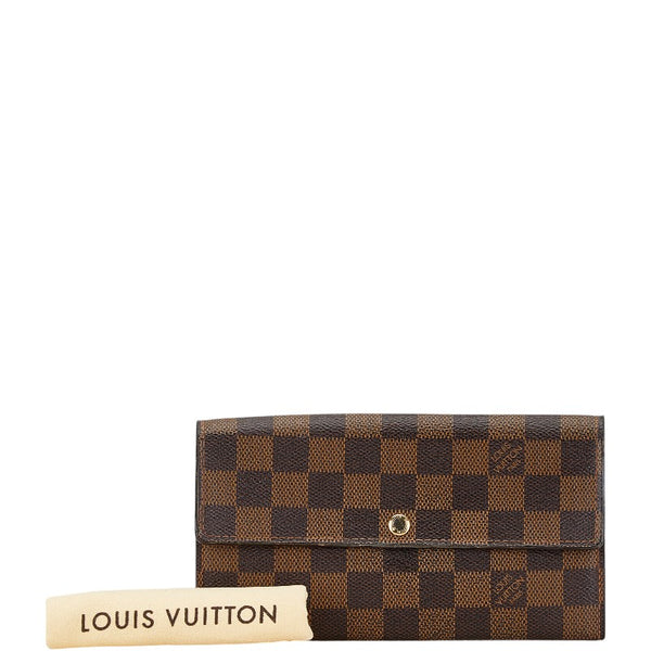 ルイ ヴィトン ダミエ ポルトフォイユ サラ 長財布 N61734 ブラウン PVC レザー レディース LOUIS VUITTON 【中古】