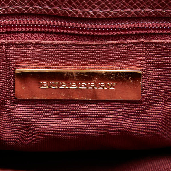 バーバリー ノバチェック 斜め掛け ショルダーバッグ ベージュ レッド キャンバス レザー レディース BURBERRY 【中古】