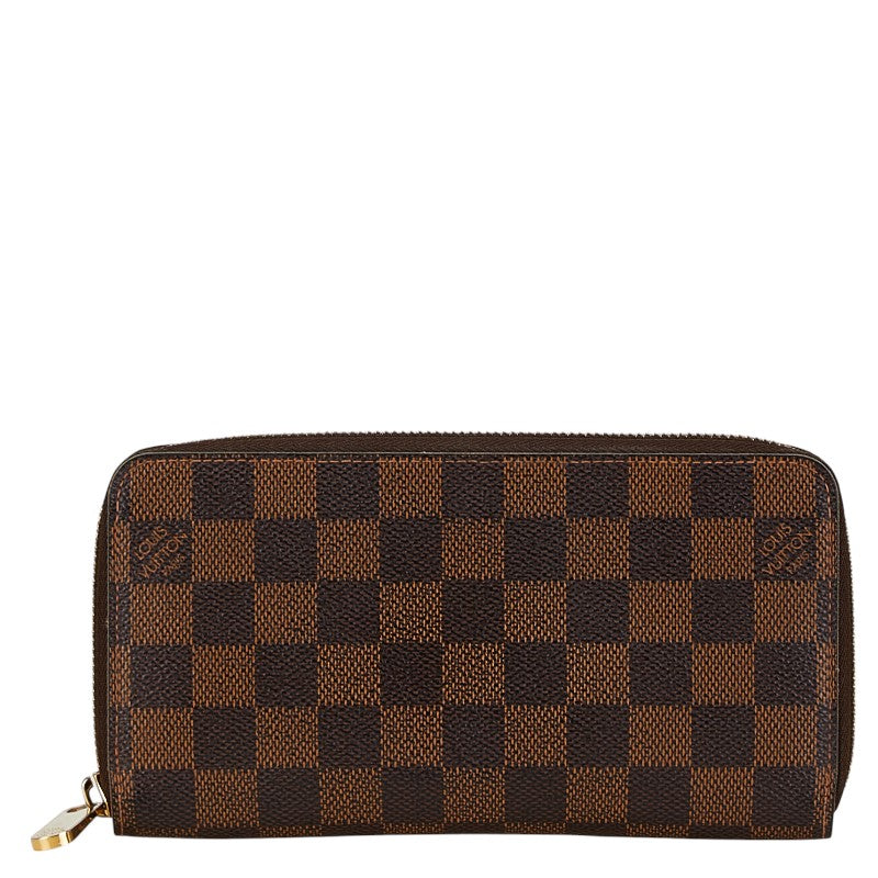 ルイ ヴィトン ダミエ ジッピーウォレット ラウンドファスナー 長財布 N60015 ブラウン PVC レザー レディース LOUIS VUITTON 【中古】