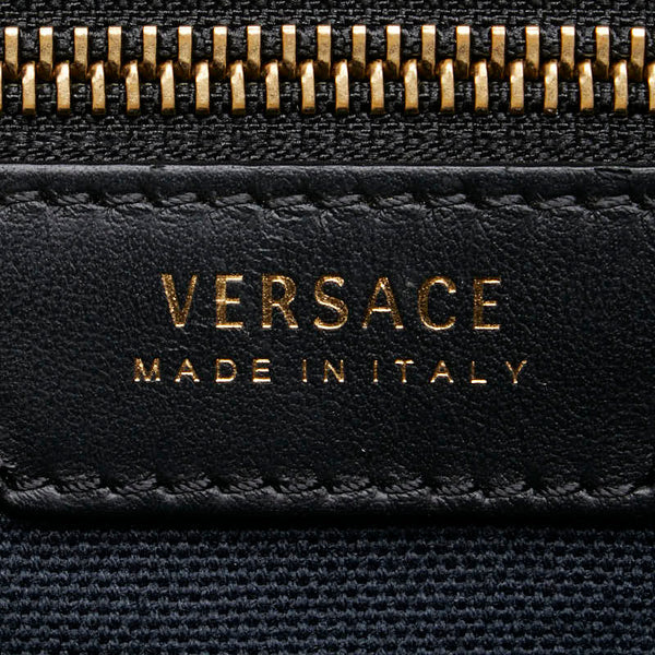 ヴェルサーチェ ハンドバッグ トートバッグ ネイビー キャンバス レザー レディース VERSACE 【中古】