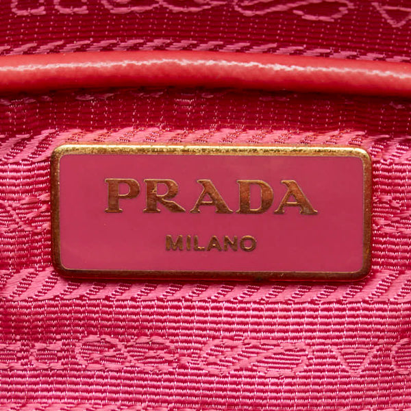 プラダ 三角ロゴプレート ハンドバッグ ショルダーバッグ 2WAY BN2411 レッド レザー サフィアーノ レディース PRADA 【中古】