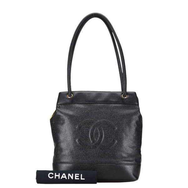 シャネル ココマーク トートバッグ ブラック キャビアスキン レディース CHANEL 【中古】